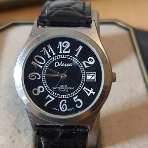 2 for $20😃Odessa by Advance Silver/Black Leather Women's Watch